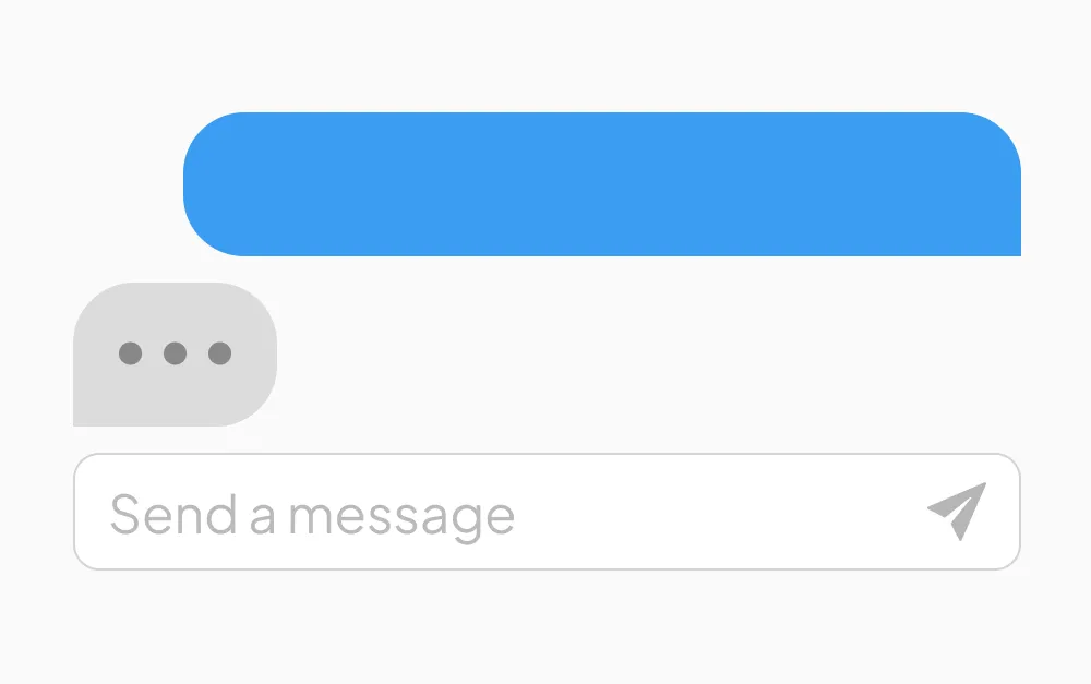 Chat bubbles with an input field saying