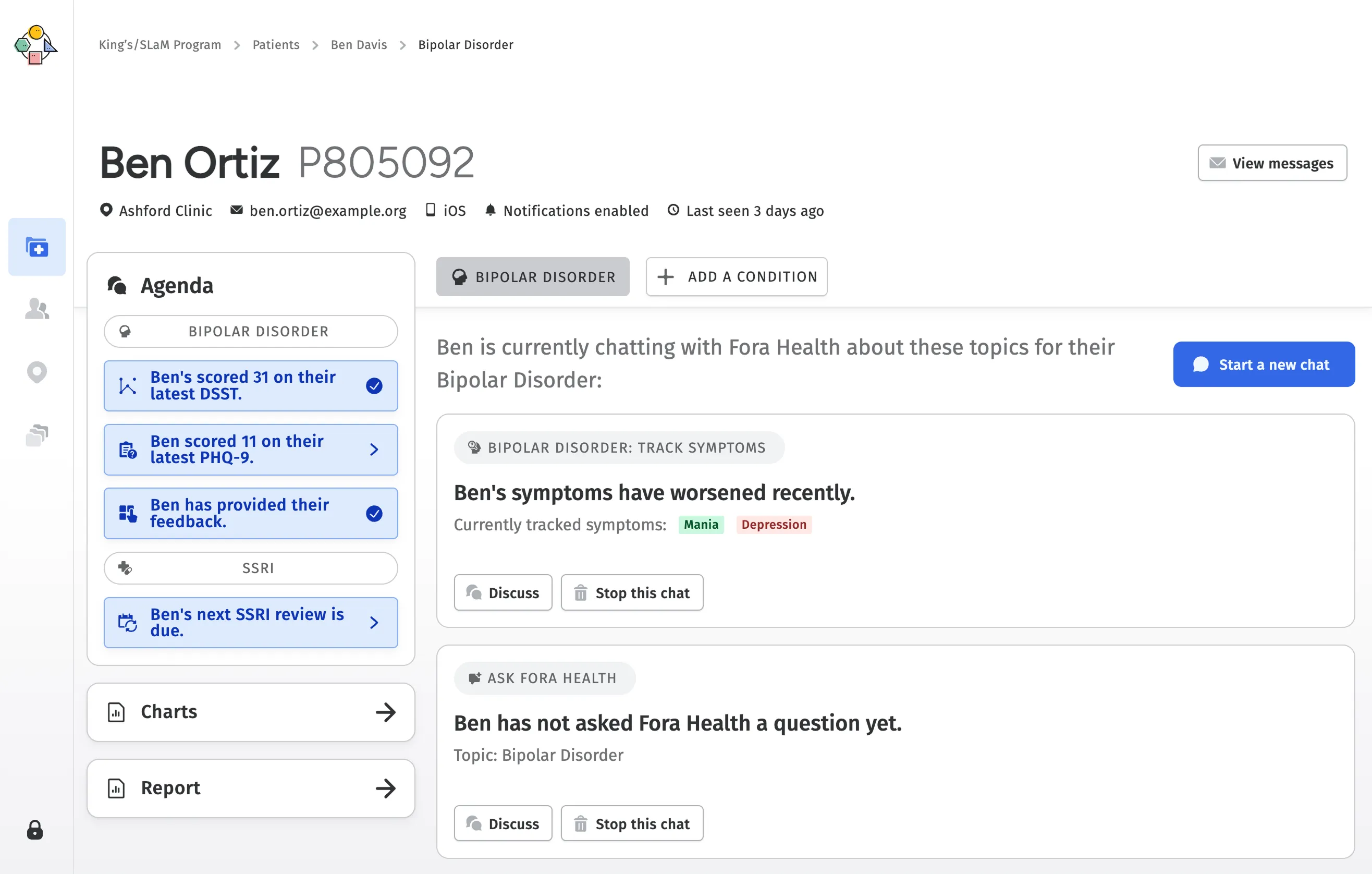 Patient dashboard